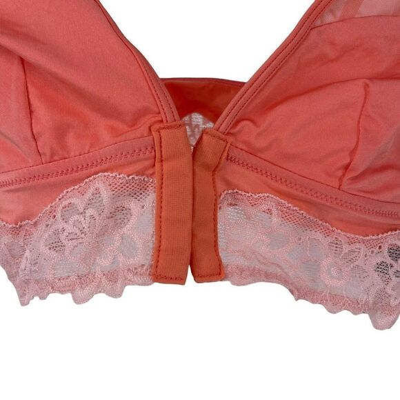 Aerie Bralette XS Front Closure Lace Bra Pink Wireless Un-Padded Sexy Romantic - Picture 3 of 9